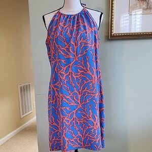 J. McLaughlin Blue and Pink Coral Mini Dress